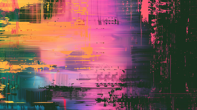 The abstract element is distinguished by a noise texture typical of television screens, which highlights an advanced approach to design and experimentation with digital errors.