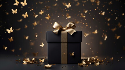 gift box with burning candle