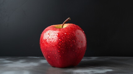 red apple on black