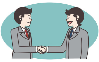 Two Businessmen Shaking Hands Cartoon Vector Illustration