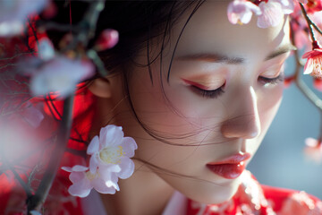 Fototapeta premium Journey into the Heart of Asian Beauty. The Untouched Splendor of Asian Women.