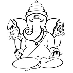 Ganesha line art - Vighnaharta, Ganesh Chaturthi -  Ganapati Festival
