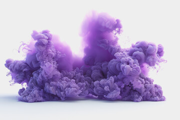 Fototapeta premium Realistic purple smoke element on a white background.