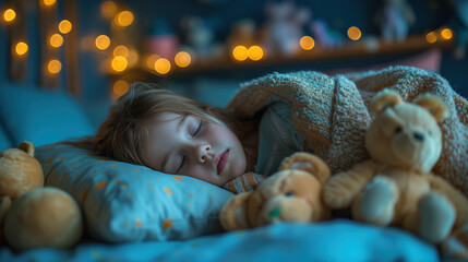 Tranquil Childhood Slumber: Little Girl Sleeping Peacefully