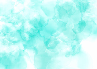 Hand painted teal coloured watercolour background 