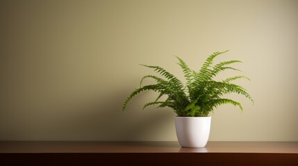 Fototapeta premium Boston Fern (Nephrolepis exaltata) with its delicate, arching fronds, adding a touch of softness and elegance to a room.