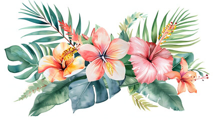 tropical leaf and flower