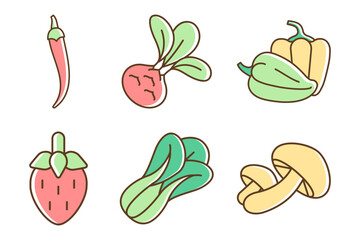 Collection of several types of vegetables such as mushrooms, pumpkin, chilies etc