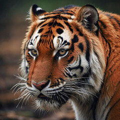 Fototapeta premium Majestic Stunning Siberian Tiger Scouting For Food 300 PPI High Resolution Image