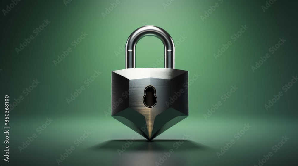 Poster a padlock with a keyhole in the shape of a shield, symbolizing the protection of sensitive data.
