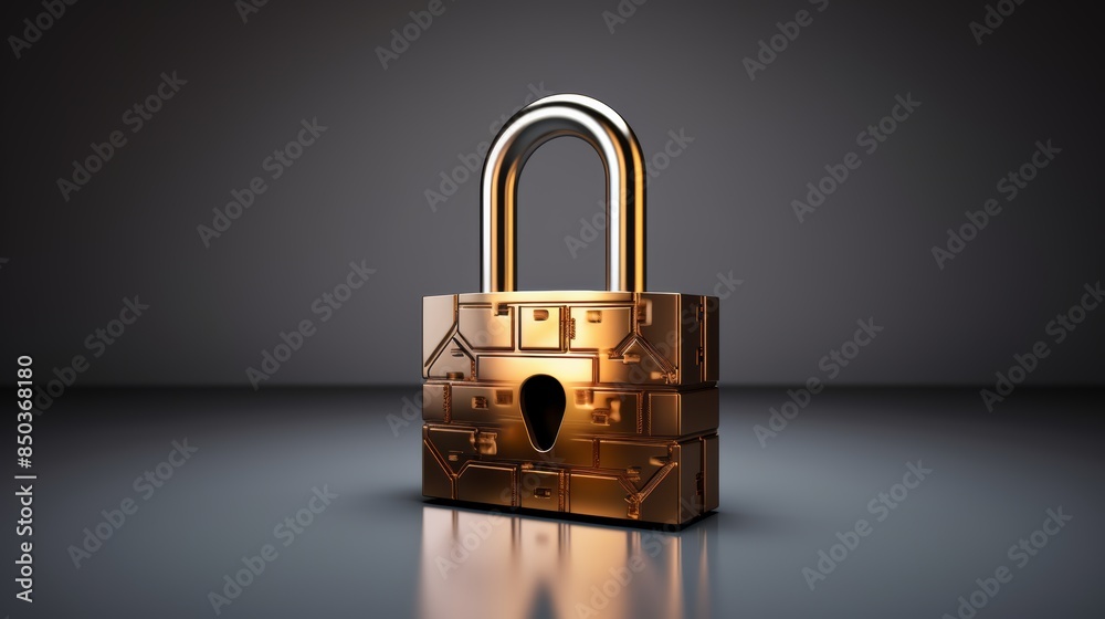 Poster padlock with a keyhole in the shape of a padlock, emphasizing the importance of global cybersecurity cooperation.