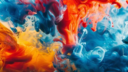 Colorful Ink Swirls in Water