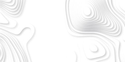 Abstract white paper cut background with lines. Background of the topographic map. White wave paper curved reliefs abstract background. Realistic papercut decoration textured with wavy layers.