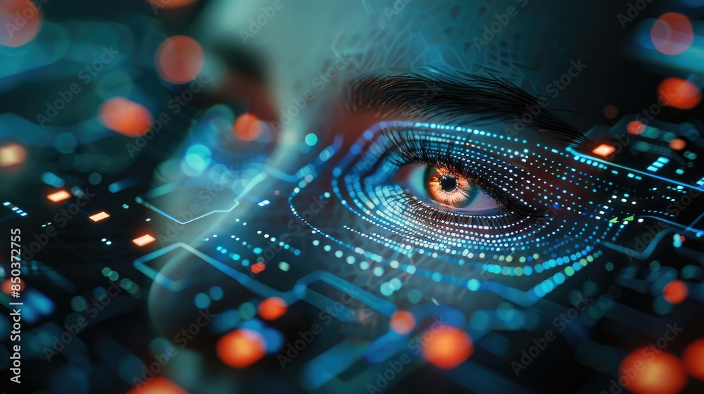 Leinwandbilder a digital identity card with encrypted biometric data. generative ai.
