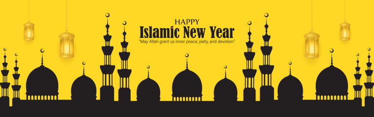 Vector illustration of Islamic New Year social media feed template