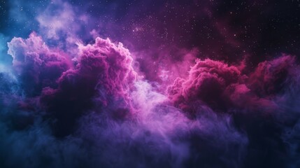 Fototapeta premium 3D render of abstract dark space background with pink and purple nebula, galaxy