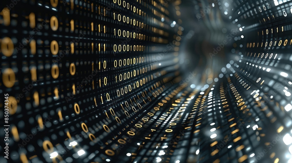 Leinwandbilder 3d rendered image of 01 or binary code number pattern texture on the computer. Generative AI.
