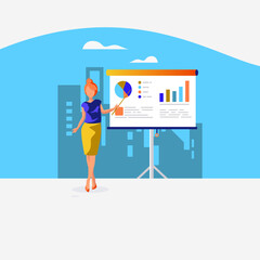 a woman showing data