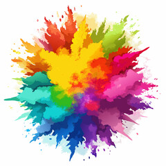 Multicolor powder explosion on White background. Colored cloud. Colorful dust explode. Paint Holi.