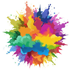 Multicolor powder explosion on White background. Colored cloud. Colorful dust explode. Paint Holi.