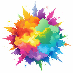 Multicolor powder explosion on White background. Colored cloud. Colorful dust explode. Paint Holi.