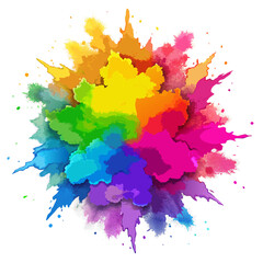 Multicolor powder explosion on White background. Colored cloud. Colorful dust explode. Paint Holi.