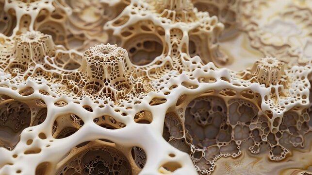 The image is a close-up of a sponge-like structure