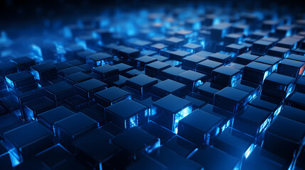 Obraz premium Abstract background of blue glowing cubes