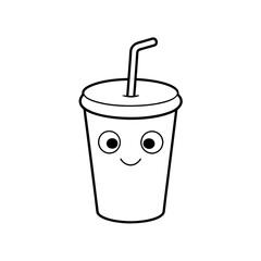      Cup with a straw and  a smiling face  vector illustration.
