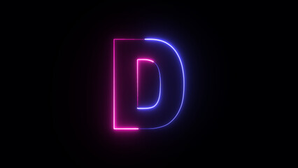 Neon letter D. Two-color looping trendy glowing neon alphabet letter D. Educational concept with neon letter © Zen Z