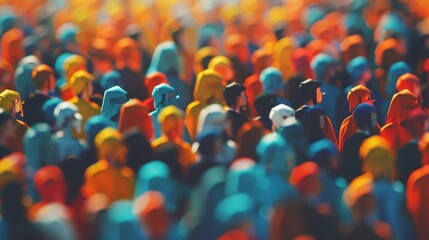 Obraz premium Velvety background of clashing school colors amidst a sea of blurry graduates.