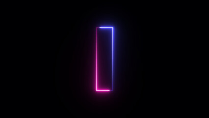 Neon letter I. Two-color looping trendy glowing neon alphabet letter I. Educational concept with neon letter