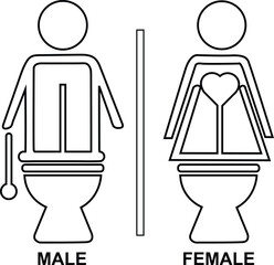 Restroom, toilet icons male and female sign vector