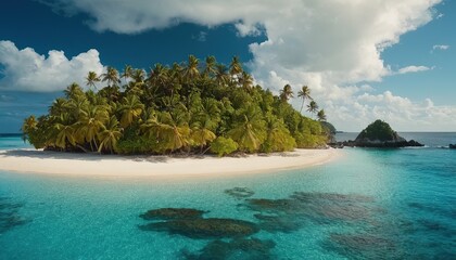 Fototapeta premium Tropical island with sandy beach and pristine water