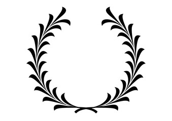 月桂冠（ローレルリース）。ヴィンテージの紋章。枝分かれした月桂樹の葉のフレーム。貴族のラベル
