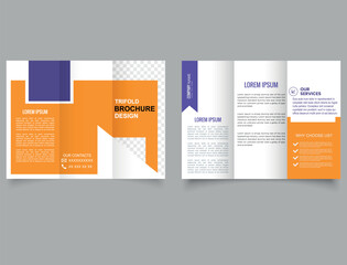 Orange trifold brochure. Creative and Professional tri fold brochure vector design..