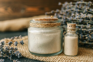 Natural bath powder with lavender, beauty and health