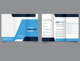 Blue modern trifold brochure. Flyer for printing