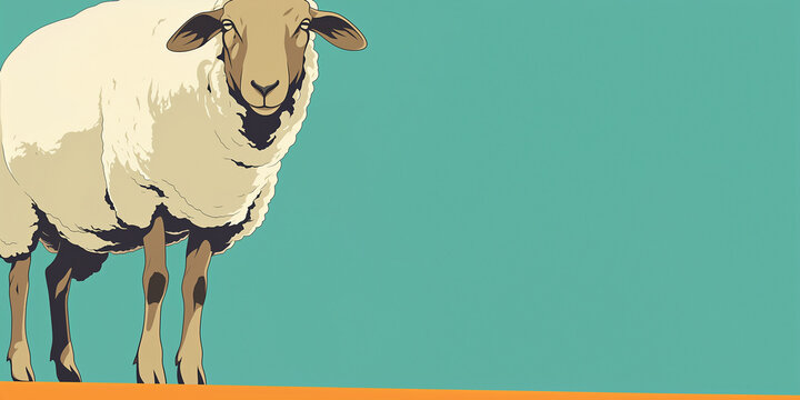 sheep, blue banner copy space, veterinary disease treatment diagnostic