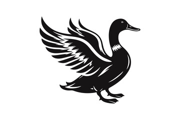 Fototapeta premium elegant black silhouette style duck logo template vector illustration art isolated on transparent background - Generative AI