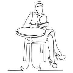 girl in a cafe reading a book