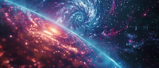 A holographic display showcasing a rotating galaxy