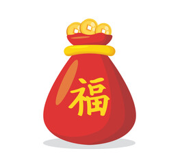 Angpao bag. Chinese new year with red envelope and gold money	
