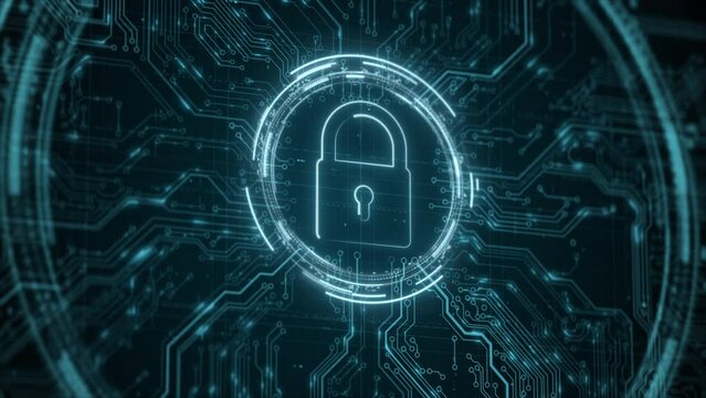 Security hologram virtual hud pin with shield and lock. Concept of finance data privacy and smartphone VPN service protection. Blockchain and secure crypto wallet background