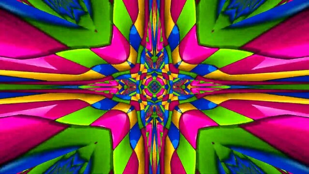 3D kaleidoscope mandala abstract background of trippy art psychedelic trance to open third eye with visuals energy chakra futuristic audiovisual VJ seamless loop
