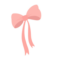 Peach ribbon bow isolated on white