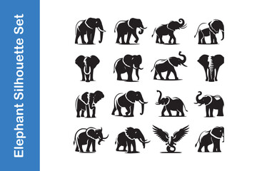 Obraz premium Elephant Silhouette Set with vector collections