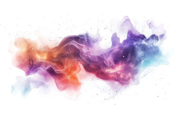 colorful nebula, with swirling clouds of gas and dust forming new stars against a plain white backdrop