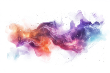 colorful nebula, with swirling clouds of gas and dust forming new stars against a plain white backdrop