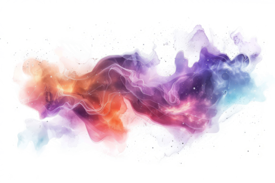 colorful nebula, with swirling clouds of gas and dust forming new stars against a plain white backdrop